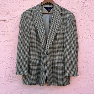 Vintage Tommy Hilfiger Sport Coat Blazer Houndstooth Green Brown Size 42S